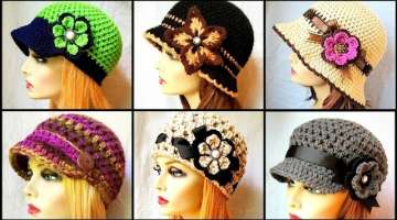 Very Pretty Flower Stylish Crochet Cap design/Easy Handmade Crochet Hat Patterns & Ideas For Girl...