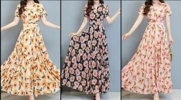 Today's Running And Trending Flowers Print Fashionable Women's Chiffon Maxi Dresses