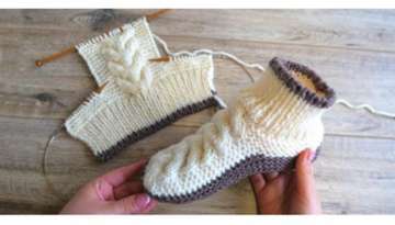 Beautiful two-needle braided slipper / Step-by-step tutorial course(video tutorial)