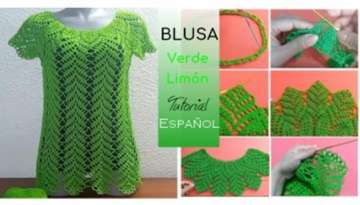 Lemon Green Crochet Blouse with Tutorial in Spanish