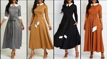 Top Class Stylish And Trendy Simple Plain A line Maxi Dresses For Girls