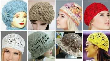 New fashion style Crochet Caps/Hats Beautiful and Stylish Crochet flowers Patterns multi ideas