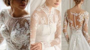Lace Bridal Dress Ideas. Wedding Dress Lace Design and Inspo.