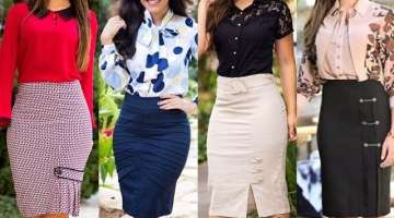 beautiful and stylish side slit pleated bodycon skirts/middi skirts with amazing designr shirts/t...