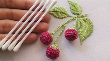 3D Raspberry flower design with earbud|latest hand embroidery design with new ideas