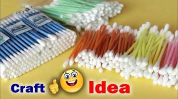 Genius Craft Idea Using Cotton Buds | Wall Frame Making Using Waste Material...