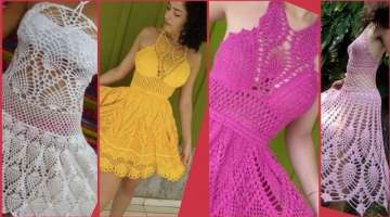 30 to 50 women's stylish round pattern crochet skater dress fancy bridal laceup blossom design.