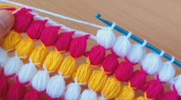 pom pom very easy tunisian knitting