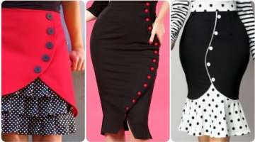 Latest amazing slim fit & side button midi skirts designs for stylish girls
