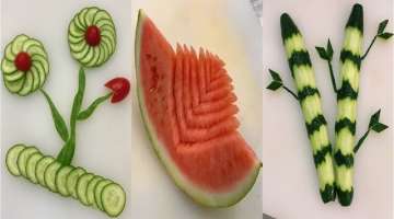 23 easy ways to cut watermelon and cucumber garnish! Good fruit cutting tips . Super Chef