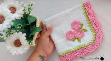 Toalla para bebe (servilleta) Bordada a crochet paso a paso 