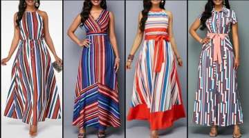 Most Attractive Stylish And Trendy Designer Stripe Maxi Dresses