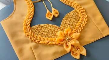 gold colour saree blouse back neck bridal blouse design