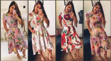 Most Beautiful And Attractive Hot Selling Women's Floral Print Midi Gown /Skater Dresses