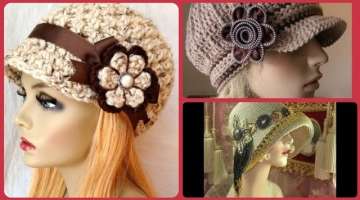 Top Stylish Modern Style New Fashionable Hand Knitted Crochet Women Cap Design
