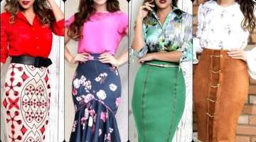 New stylish gorgeously office women 2pec pencil skirts & stylish blouses designs