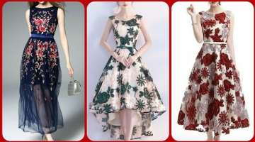 Gorgeous Floral & Embroidered High waisted Formal Skater Dresses Maxi Dress Designs