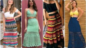 Top50 Very Beautiful impressive crochet handknit skirts crop top pattern designs for ladies
