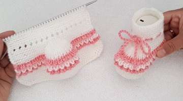 Easy Knitting Baby Booties Slippers Tutorial Pattern...