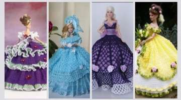 Lovely crochet Barbie Vintage gowns, Princess dress Fashion Barbie Frocks 