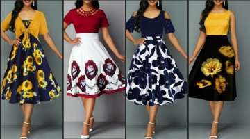 Most Attractive Stylish And Trendy Designer Printed Midi Aline/Skater Dresses For Stylish Girls