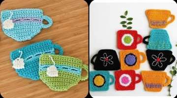 Colorful Handmade Crochet Tea Coaster Design And Pattern