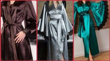 New stylish peignoir night gown set/satin silk nightgown/laces gown women wedding