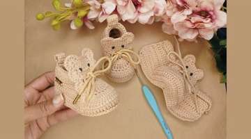 Sapatinho de crochet facil de fazer/Easy and quick to weave baby shoes