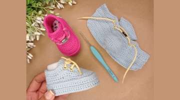 Sapatinho de crochet facil e rapido de fazer/Quick and easy crochet shoes to make