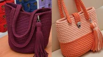 New latest and classic hand knitted crochet handbags tote bags shoulder bags patterns