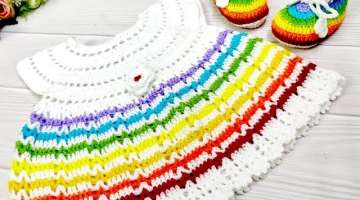 Rainbow Crochet Baby Set/ 6-9months