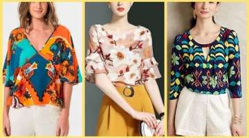 Most Stylish Fashionable Floral Print Chiffon Short Top/Blouses Designs For Girls 2021
