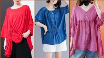 Top Class Stylish And Trendy Designer Casual Cotton /Leelun Loose Fitting Blouse Design For Girls
