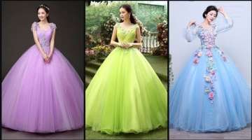 Stunning And Elegant Designer Women's Flowers Lace Applique Ball Gown /Prom Dresses